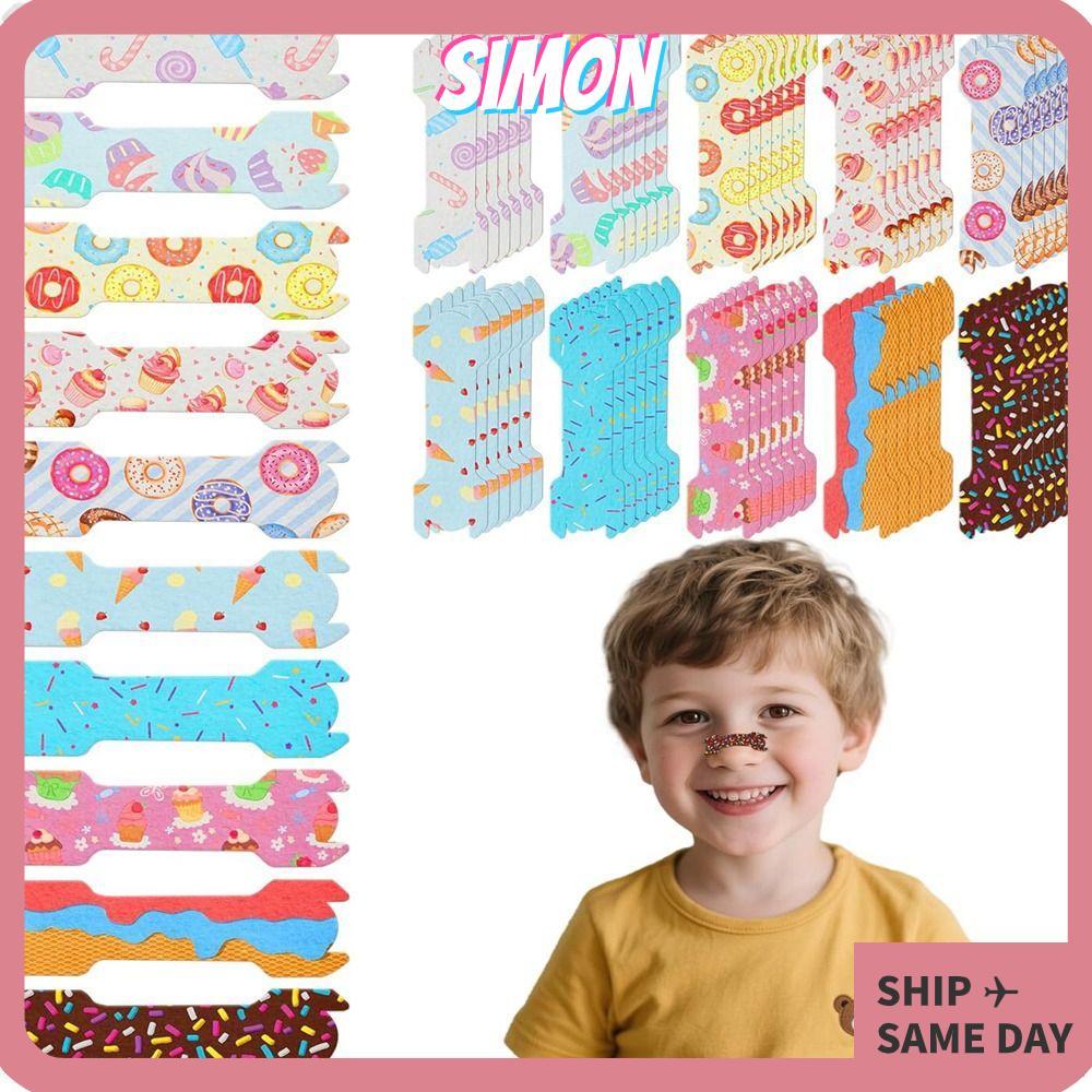 SIMON 6/10pcs แผ่นแปะจมูก Breathable ขนาด 44x14 มม. และ 55x17 มม., การ์ตูนสำหรับ Boys and Girls