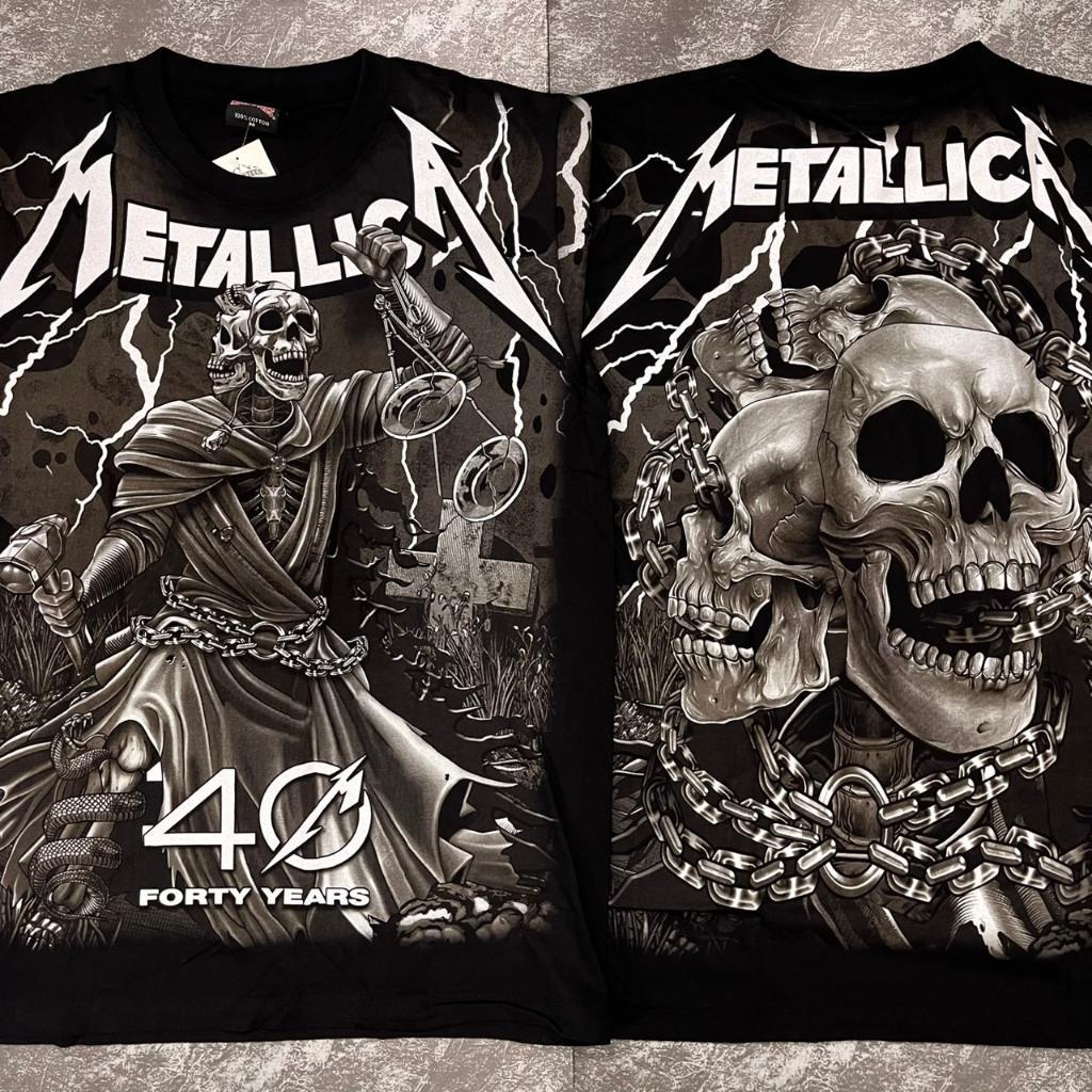 เสื้อยืดOVP Metallica ตราชั่ง(ป้ายRocktee เรืองแสง) ผ้าCotton100