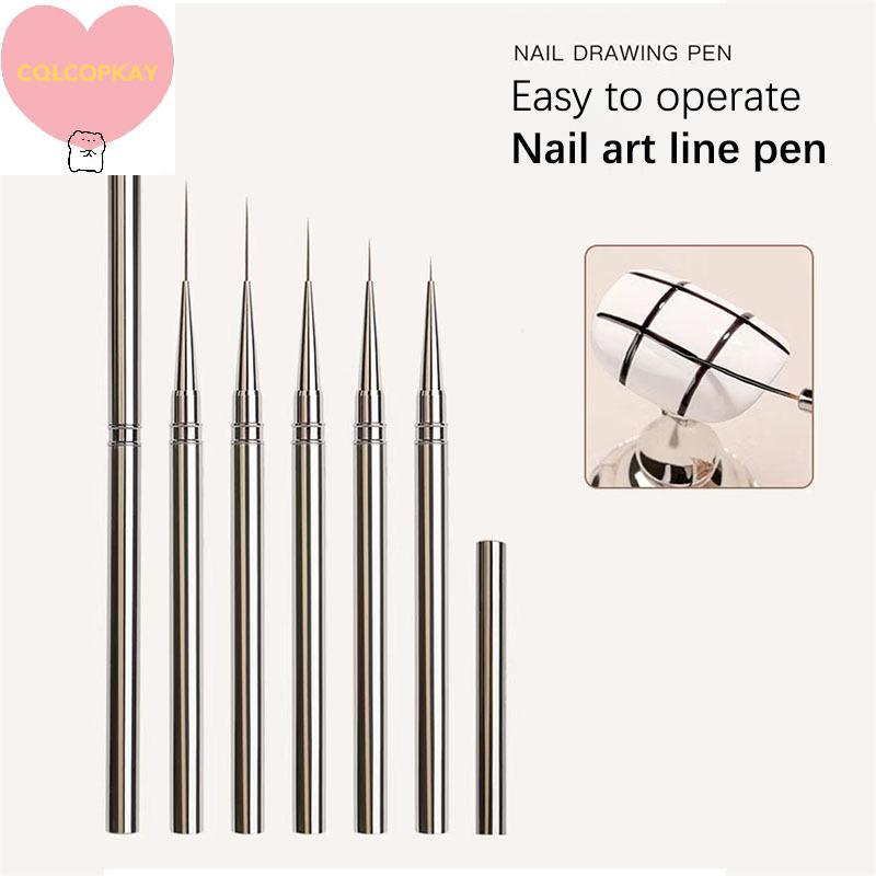 HANHAI 1 ชิ้นเล็บแปรงภาษาฝรั่งเศสคําเล็บ Liner ปากกา 10/12/23 มิลลิเมตร Ultra-fine ยาวลวดวาดภาพวาดเล็บเครื่องมือ TH