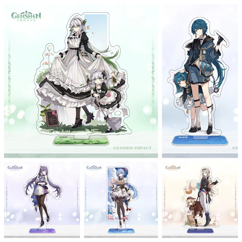 Albedo Ganyu ยืนอะนิเมะ KeyChain Keqing Nahida Xingqiu ผู้ชายพวงกุญแจสําหรับผู้หญิงการ์ตูนแฟชั่นรูปอ