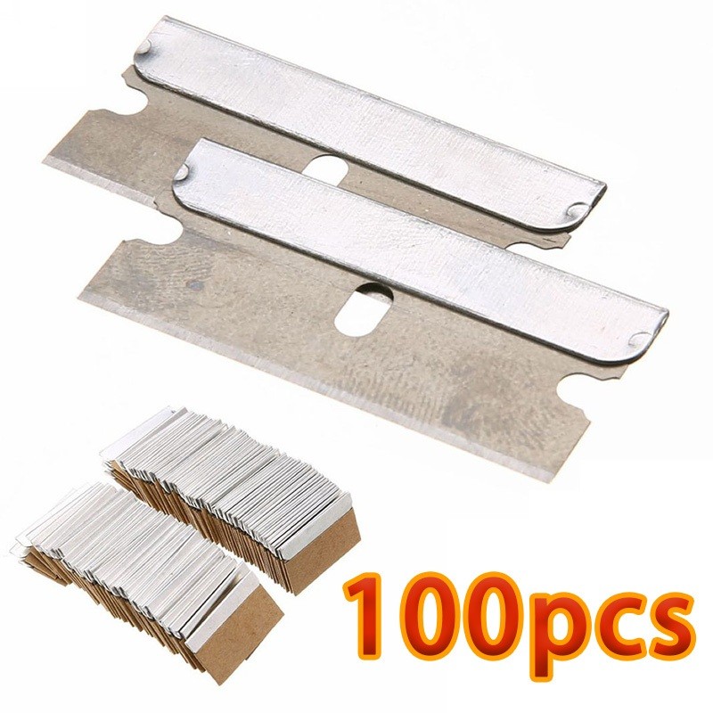 100ชิ้นเหล็กคาร์บอนขอบเดียวมีดโกนใบมีดมีดโกนใบมีดถังปลากระจกหน้าต่าง