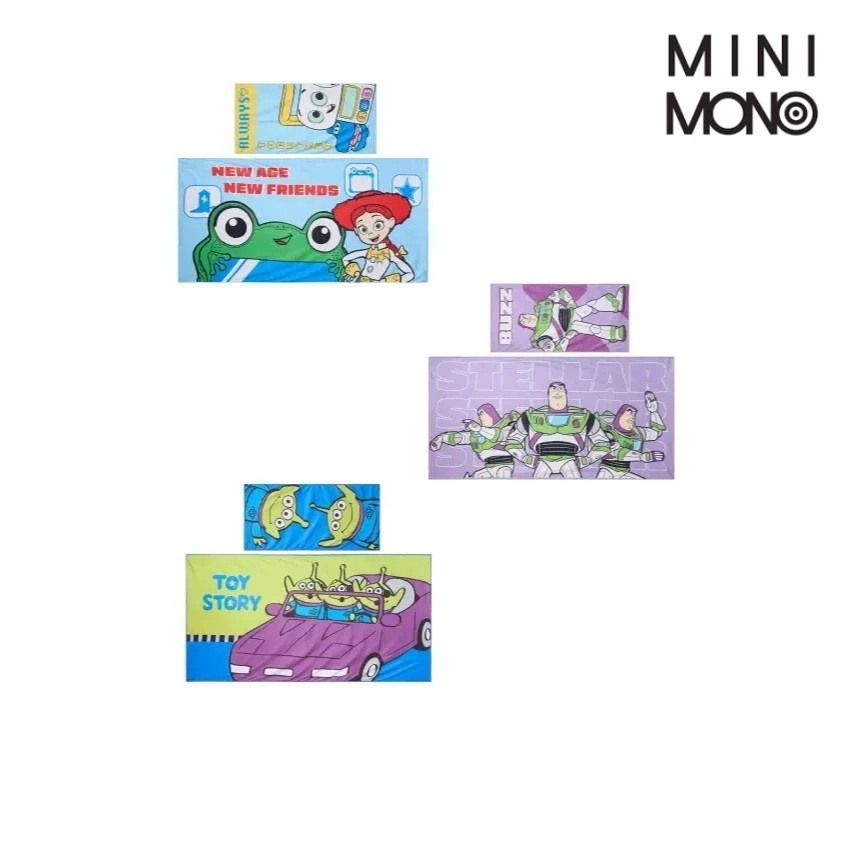 Mini Mono x Toy Story ชุดผ้าเช็ดตัว 2 ชิ้น ผลิตจากเนื้อผ้านุ่ม ซึมซับน้ำได้ดี อ่อนโยนต่อผิว