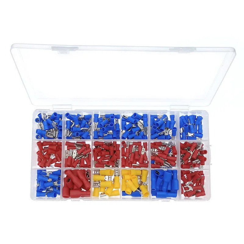 330 ชิ้นสารพันส้อมฉนวนเต็ม U-type ชุด Terminals Connectors Assortment Kit ไฟฟ้า Crimp Spade แหวน