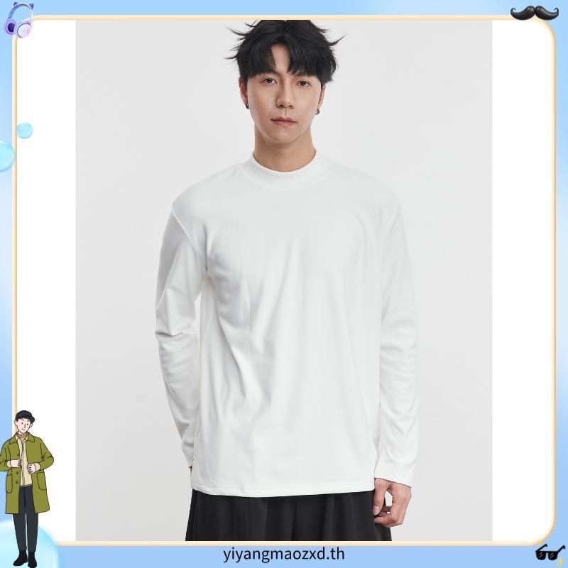 Insidemen Relax เสื้อยืดแขนยาวคอเต่าผู้ชาย 100% Cotton สไตล์เกาหลีวัยรุ่น ILT020W3