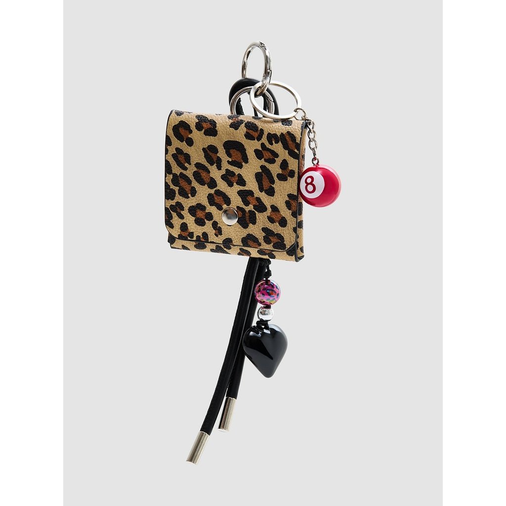 [Pomelo] ชุดพวงกุญแจรูปหัวใจ กระเป๋าเล็กลายเสือดาว / Leopard Charm Heart Keyring Set