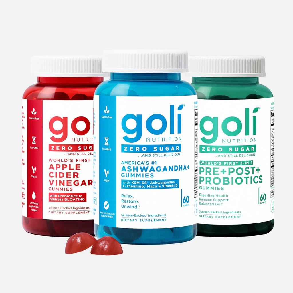 Goli Zero Sugar Trio- Worlds First 3-in-1 Pre, Post, Probiotic, Apple Cider Vinegar พร้อมวิตามินบี 1