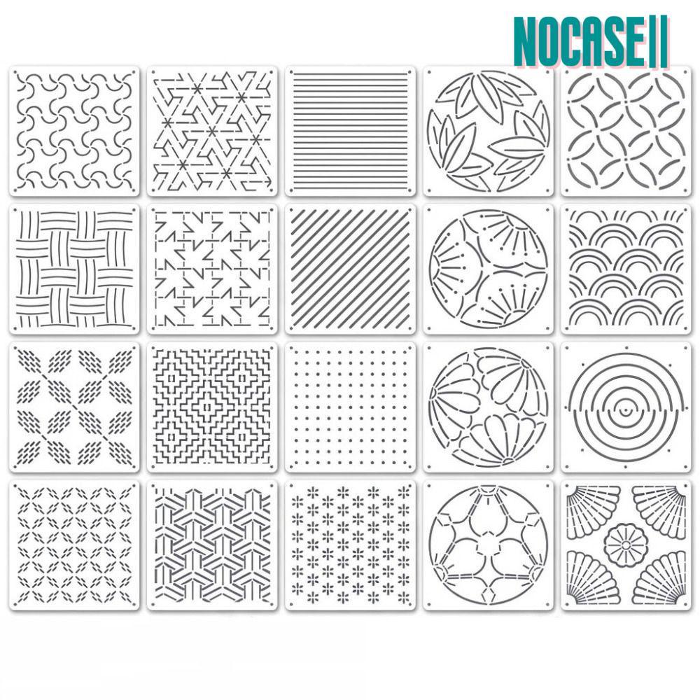 NOCASE 20 ชิ้น/25 ชิ้น Sashiko เย็บปักถักร้อยแม่แบบ, PET Reusable Sashiko ชุดลายฉลุ, คุณภาพสูง Handmade เรขาคณิตรูปแบบ DIY Sashiko ด้ายชุดอุปกรณ์เย็บผ้า