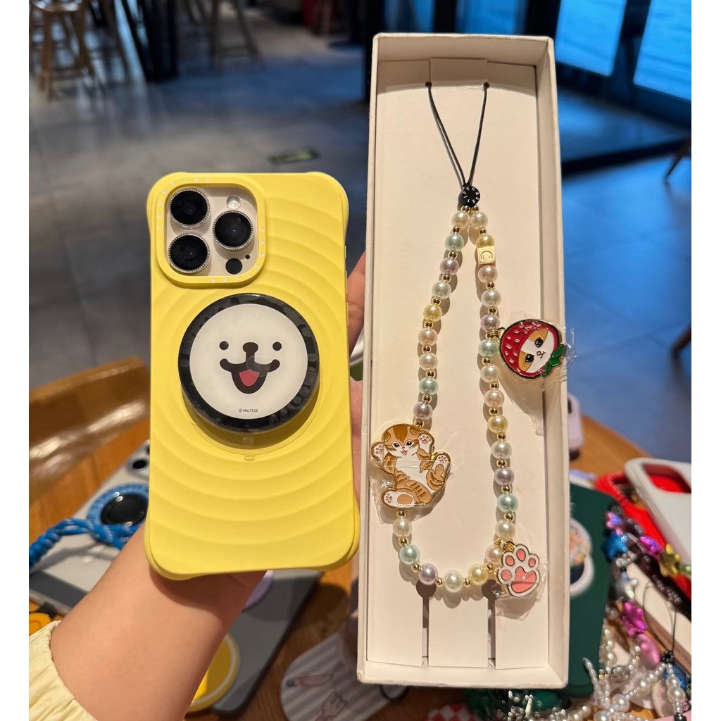 CASE Cat Mofusand Phone Chain Shark Cat Pendant Beaded Wrist Strap Phone Lanyard