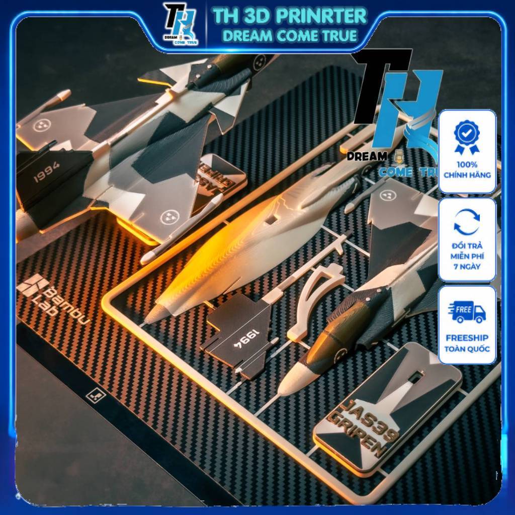 ️ JAS 39 Gripen – ชุดพิมพ์ 3 มิติ โมเดลเครื่องบินรบสวีเดน (ยาว 21 ซม. พลาสติก PETG)