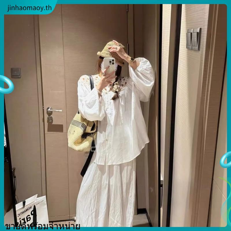 19JAN.STUDIO : CANELE SHIRT เสื้อตัวยาวผ้าลินิน ดีเทลแต่งฉลุ