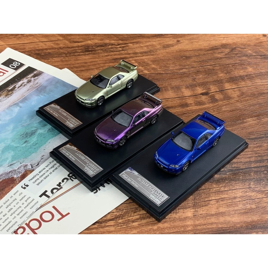 [ใหม่ในเดือนพฤษภาคม] SH 1: 64 Nissan GTR R34 รถโมเดลโลหะผสม SH Stance Hunters 1: 64 Nissan GTR R34 V