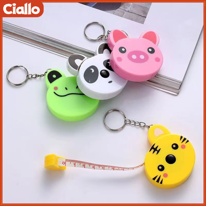 CIALLO พวงกุญแจวัดเทปหดรูปสัตว์การ์ตูนน่ารัก – เครื่องมือวัดขนาดเล็กแบบพกพาพร้อมแหวนกุญแจสําหรับใช้ในชีวิตประจําวันและจี้กระเป๋า