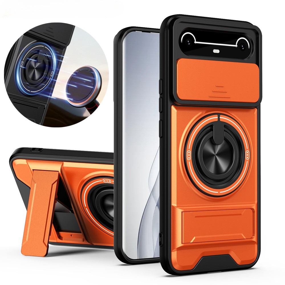 360 ที่วางแหวนเคสโทรศัพท์เหมาะสําหรับ TECNO Pova Slim 5G Spark Slim 4G สไลด์ป้องกันกล้อง Upright Kickstand Magnetic Car Mount กันกระแทกฝาครอบป้องกัน