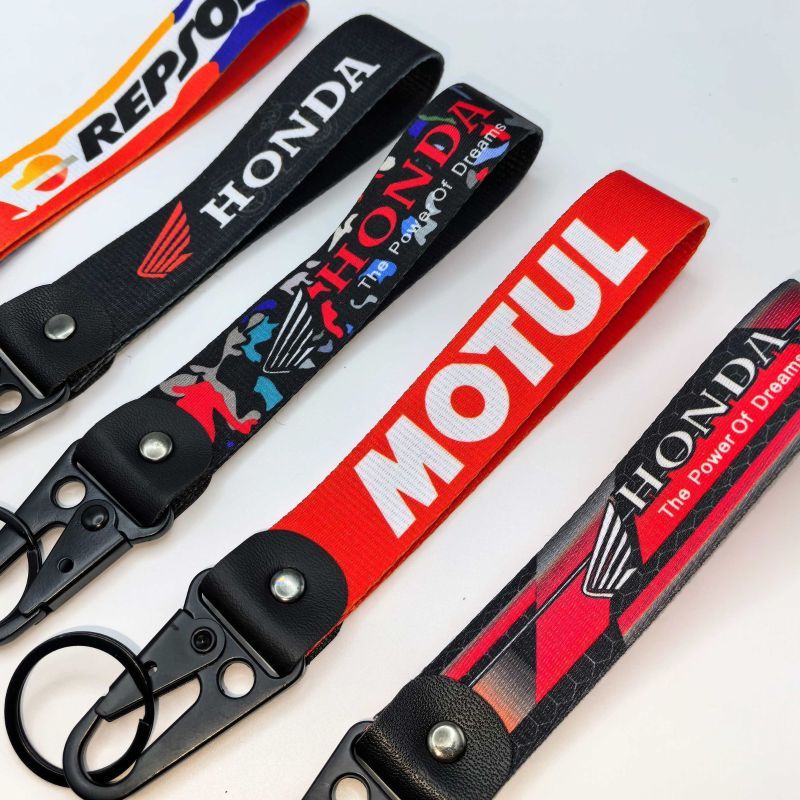 JDM พวงกุญแจรถจักรยานยนต์ Beak Buckle ดัดแปลงวัฒนธรรม Lanyard HRC รถแข่งโลโก้ของขวัญเด็กชายอาวุโส