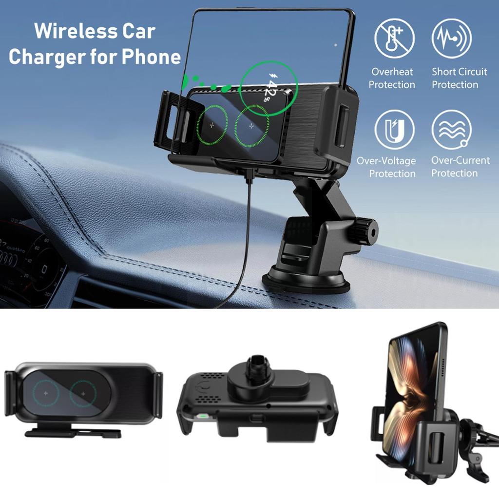 Wireless Car Charger สําหรับ Galaxy Z พับ 3/Z Flip 3/S22 Ultra/iPhone รถผู้ถือโทรศัพท์มือถือ Mount D