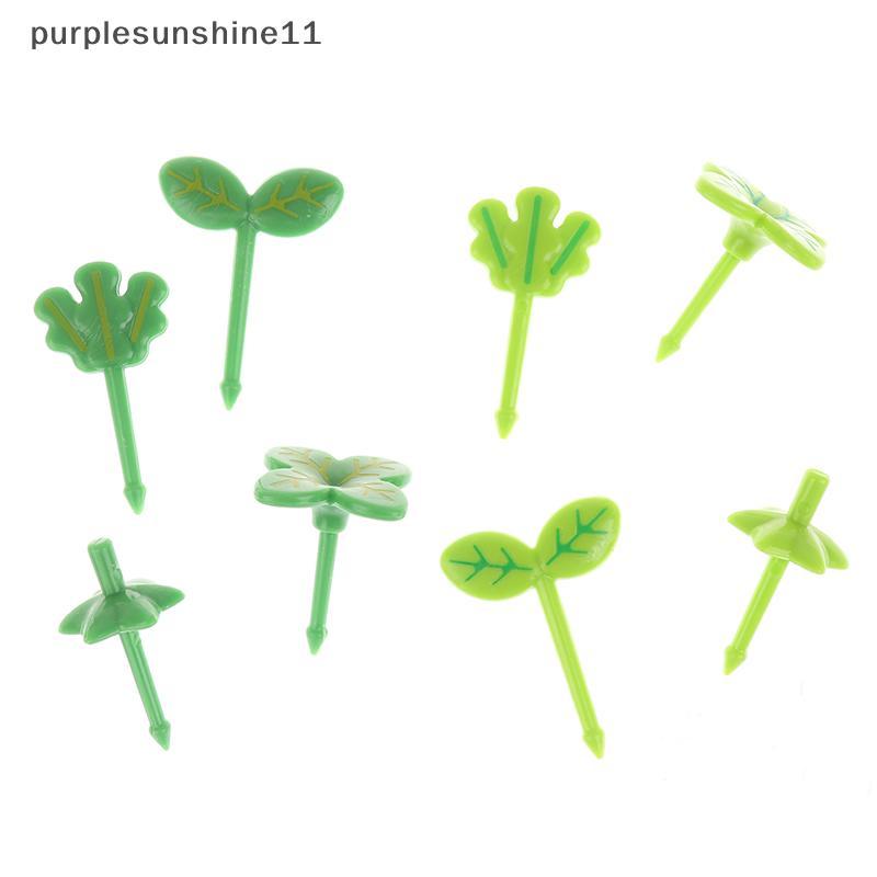 Purplesunshine11 8pcs ผลไม้ Vork Tandenstoker Bladeren Salade Tiny Vork Mini เค้ก Pis สําหรับเด็ก TH