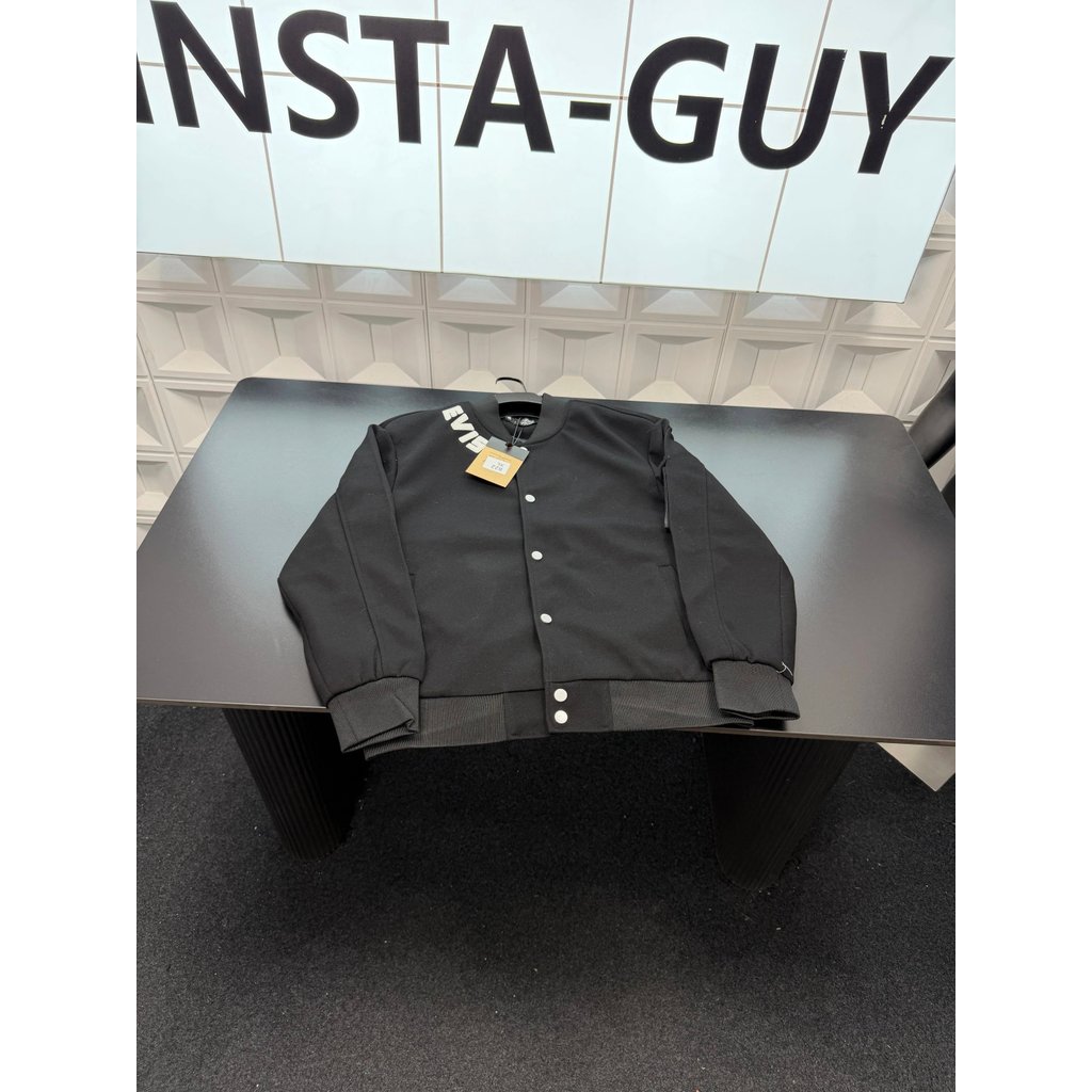 ฤดูใบไม้ผลิฤดูร้อนสไตล์ใหม่มาใหม่เอาท์พุตระเบิด⭐Evisu God of Fortune Stand-Up Collar Jacket หนังปักต