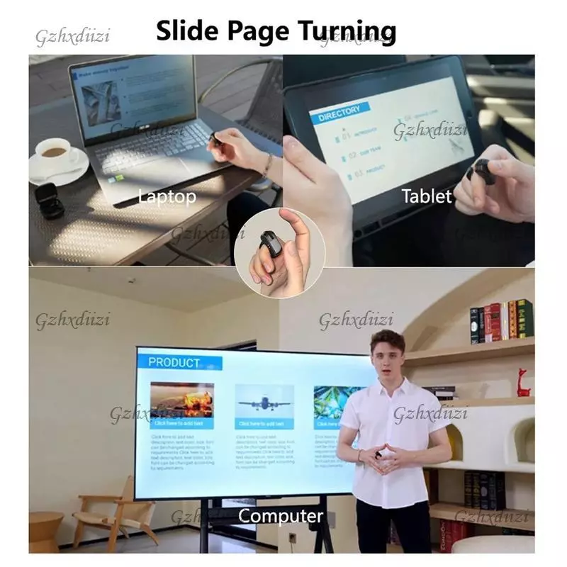 Gzhxdiizi เมาส์แหวนบลูทูธ Dual Mode พร้อมทัชแพดสำหรับโทรศัพท์ แท็บเล็ต พีซี thumbnail 10