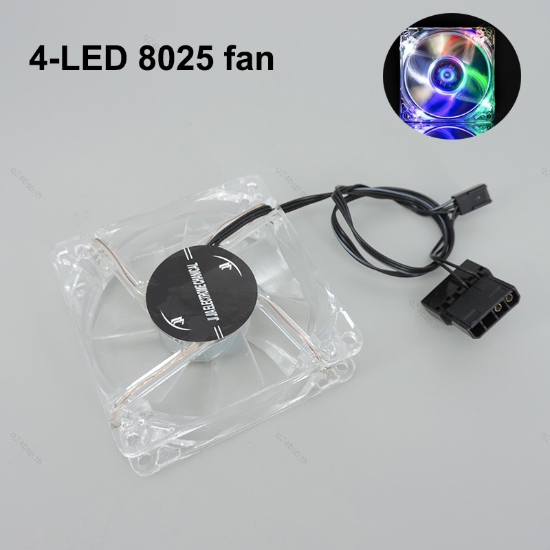 8025 สีเขียวสีแดง Bule สีขาวสี่สี 4pin LED PC คอมพิวเตอร์พัดลม Brushless Cooling พัดลม 80x80x25 DC 1