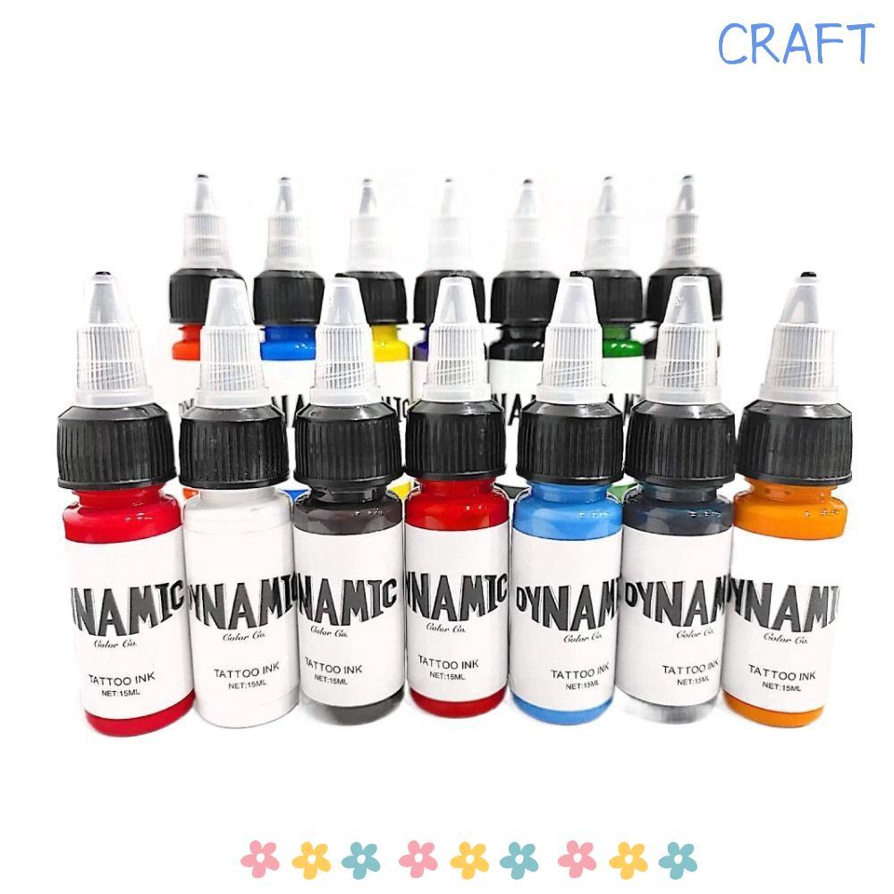 หมึกสักคุณภาพสูง สีขาว สีฟ้า สีแดง และสีเขียว พร้อมสีดำและสีน้ำตาล 15 มล. อุปกรณ์สำหรับสักเม็ดสี