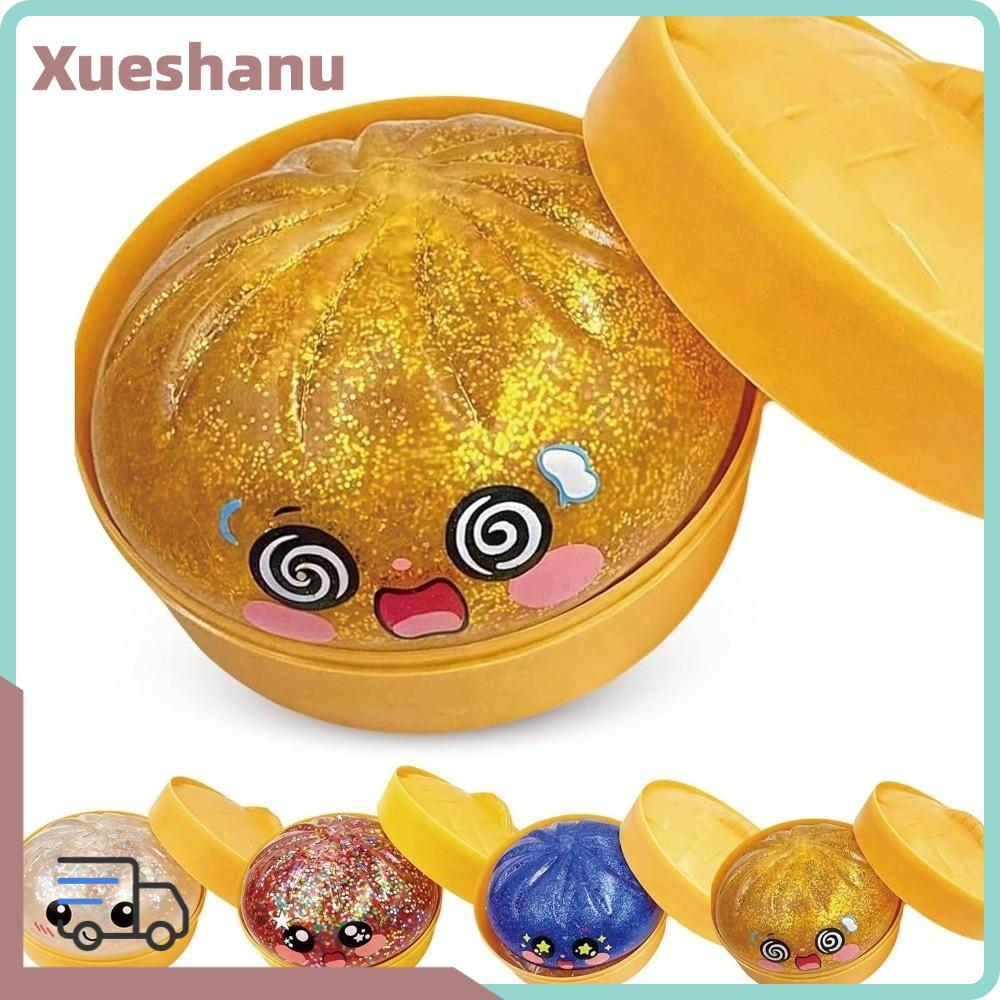XUESEE ซาลาเปายัดไส้นึ่ง Squishy Pinch Le ของเล่นบีบ缓解ความเครียด Sensory Ball เปล่งประกายนุ่มฟูคืนรูปช้า พร้อมSteamer ตกแต่งบ้าน