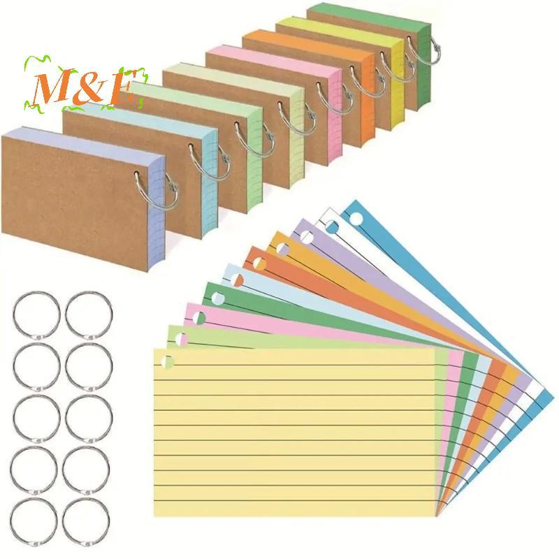[M&E] 50Pages Loose-Leaf แนวนอน Line Index Cards Binderpatible Flash Revision Cards Study Office Note Pads สําหรับโรงเรียนและทํางาน [ใหม่]