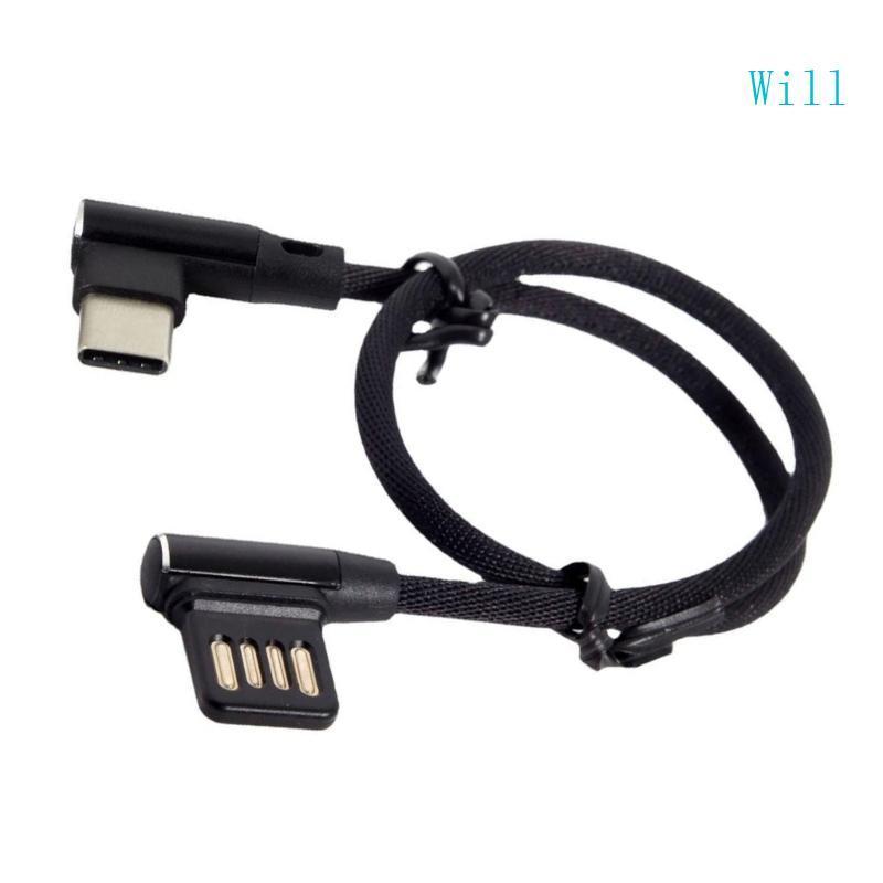 จะสั้นงอ 90 องศา USB C ถึง USB2 0 สายชาร์จสําหรับสมาร์ทโฟนแท็บเล็ต