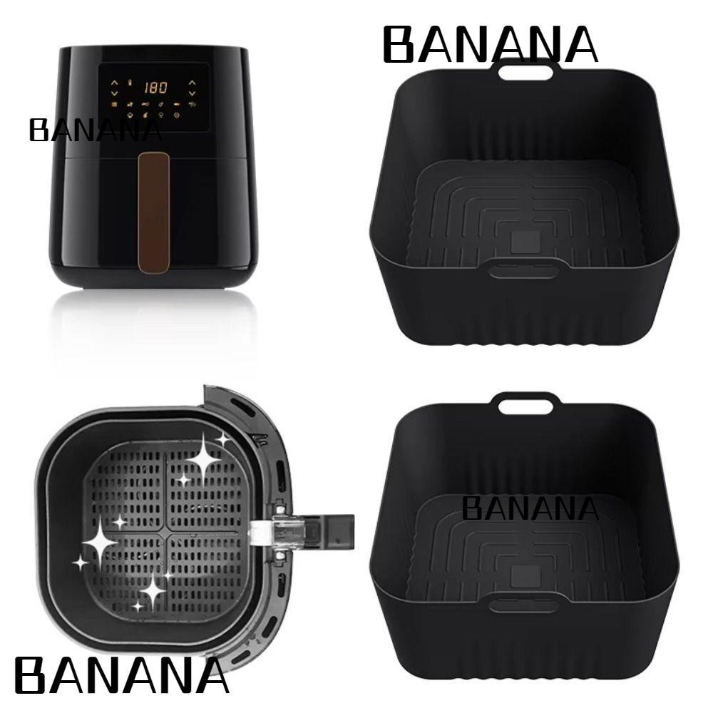 BANANA1 Air Fryer ซิลิโคน Liners, 17 ซม.4-5L Air Fryer Mould,ถาดอบReusable Square Airfryer Liners HD