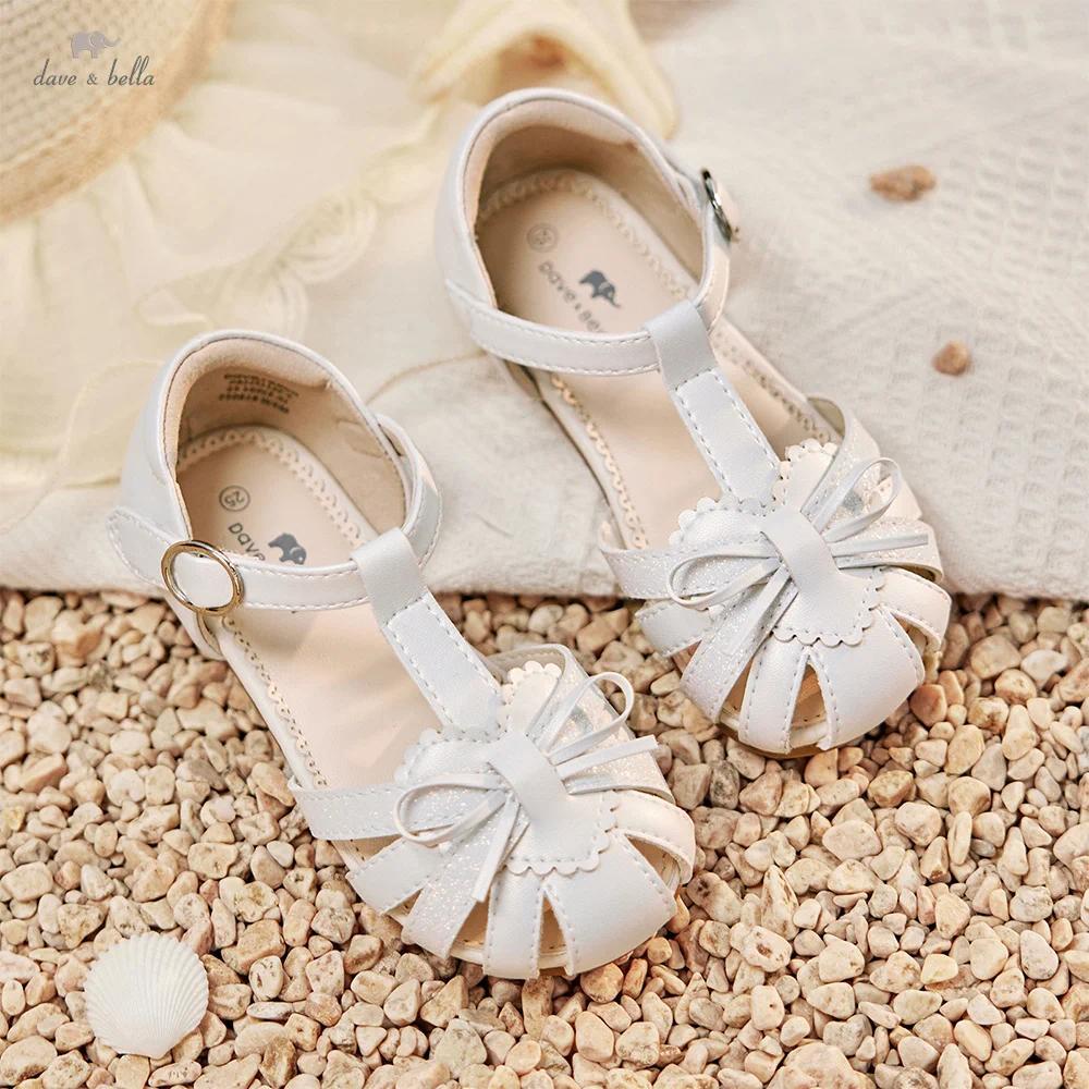 Dave Bella รองเท้ารัดส้นเด็กผู้หญิง สีเงิน ฤดูร้อน ติดโบว์ ระบายอากาศ ใส่นุ่มสบาย DB2251120-A