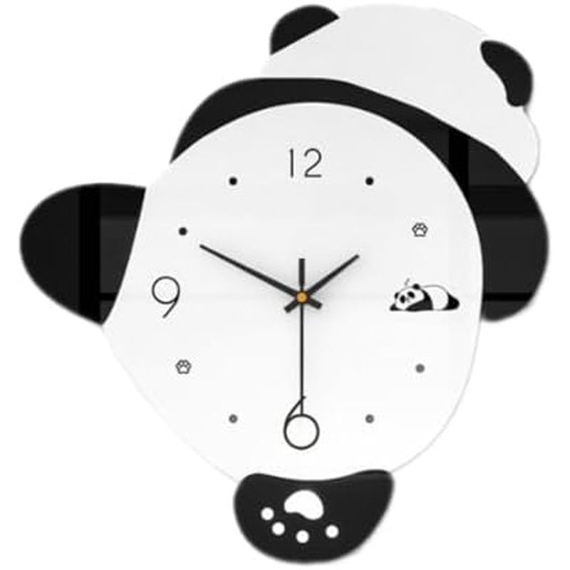 Qianly Panda Shape Wall Clock Large Wall Clock Nonticking Cute Big Wall Clock Wall Clock for School 