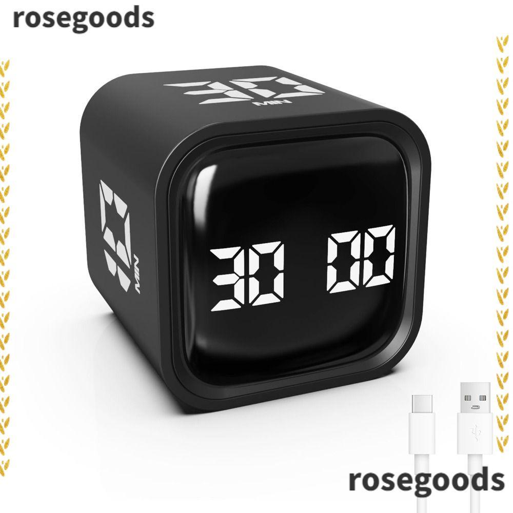 ROSEGOODS Pomodoro Timer, 5/10/30/60min 3 Volume Digital Cube Timer, Custom Counting Gravity Sensing
