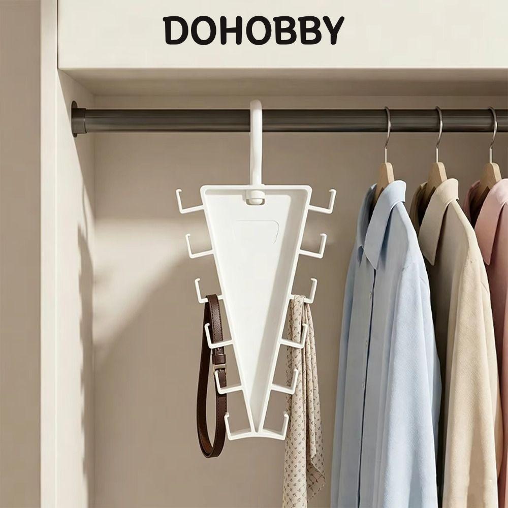 DOHOBBY โดโฮบบี้ ที่แขวนสองด้าน, ที่แขวนรูปตัววีประหยัดพื้นที่แบบหมุนได้, แบบพกพา 12 ตะขอติดผนังชั้นวางหมวก