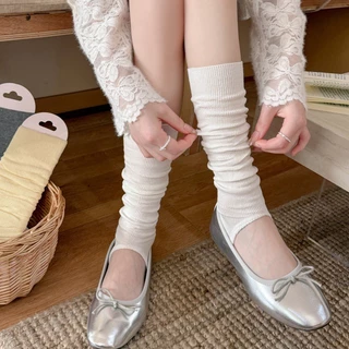 Miu ~ Ballet สไตล์ Y2K ถุงเท้า 8 สี Dopamine Retro Solid Toeless ถุงเท้าลูกวัวผู้หญิงแฟชั่น