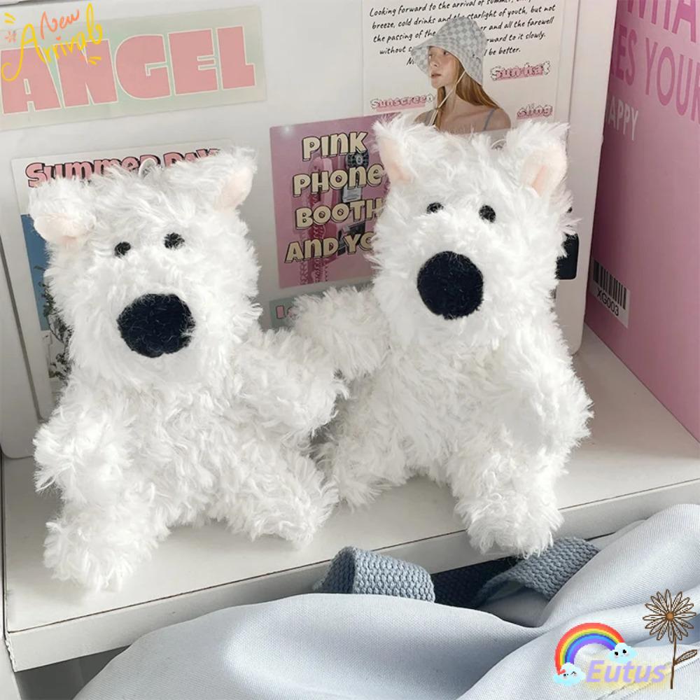 จี้ตุ๊กตา EUCA, Highlands Puppy Terrier Plush Pendant, Kawaii ตกแต่งรถ White Dog Plush Puppy