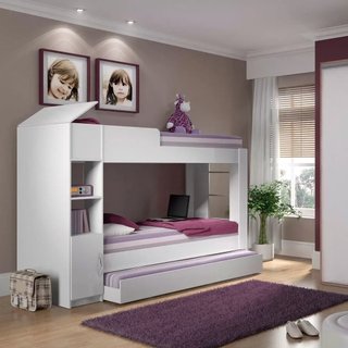 Treliche Solteiro com Baú 1 Porta 2 Nichos Branco Branco