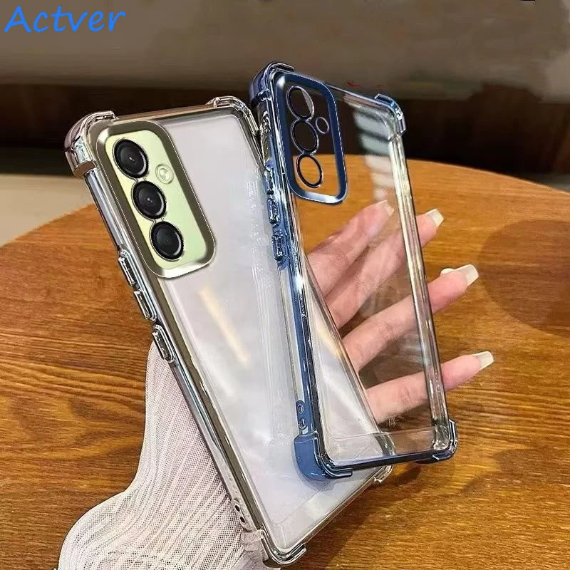 01เคสขอบสี กันกระแทก หรูหรา สําหรับSamsung A57 A37 A17 A07 A56 A36 A16 A06 A55 A15 A05S S24FE S25FE กล ้ องป ้ องกันถุงลมนิรภัยอะคริลิคใสปกแ