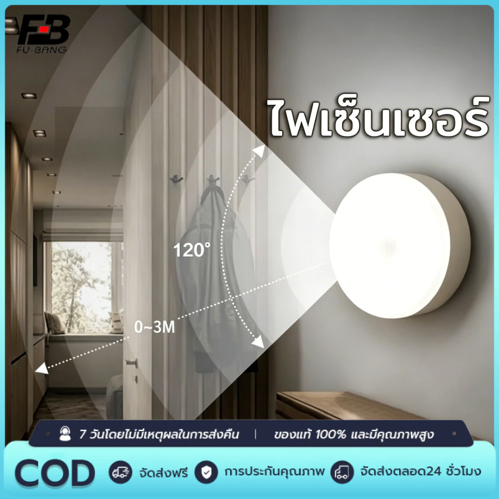 ไฟติดผนังกำแพง ไฟเซ็นเซอร์ led หลอดไฟเซ็นเซอร์ เซ็นเซอร์ ไฟอัตโนมัติ ไฟติดห้องนอน ไฟติดผนังไร้สาย ไฟบันได ชาร์จผ่านUSB