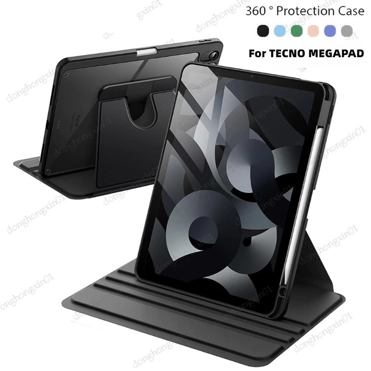 สําหรับ TECNO MEGAPAD SE 11.0 "2025 T1102 แท็บเล็ตป้องกันกรณี TECNO MEGABOOK SE 11 นิ้ว Tecno Megapad 11 T1101 อะคริลิคใสหนังพลิก 360° ฝาครอบขาตั้งแบบหมุนได้