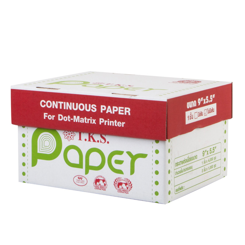 T.K.S. กระดาษต่อเนื่อง ไม่มีเส้น ขนาด 9x5.5 นิ้ว 1 ชั้น