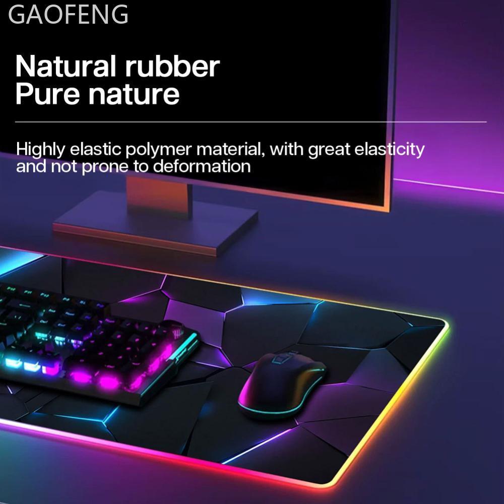 GAOFENG RGB Gradient Luminous Gaming Mouse Pad ลื่นโต๊ะ Lockedge สําหรับ Gamers สํานักงานนักเรียนใช้