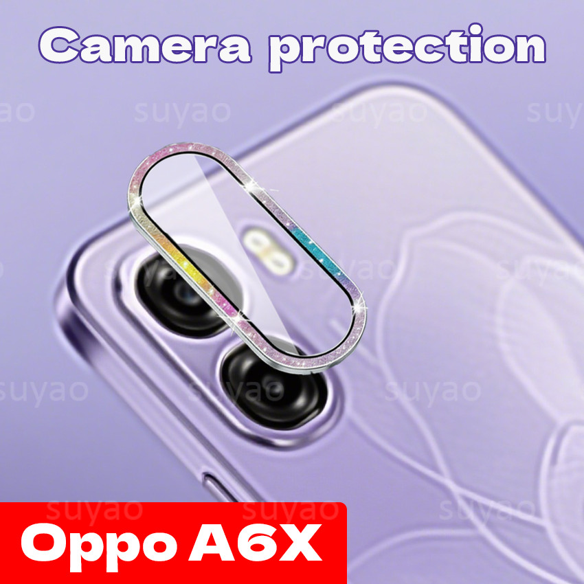 สําหรับOppo A6S A6X A6 A6T Pro 5G/4G 2026 เพชรหรูหราเลนส์กล้องฝาครอบOppoA6X OppoA6 HDกระจกนิรภัยโลหะแหวนเลนส์Protectorsเพชร