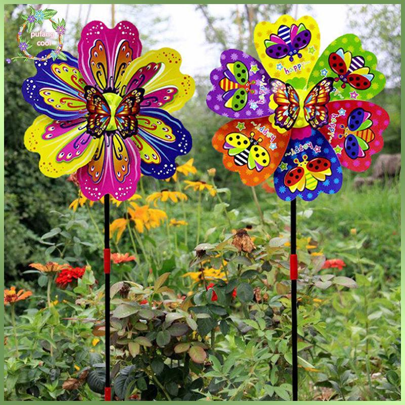 PUCOOL ดอกไม้ผีเสื้อ Windmill Colourful Wind Spinner สวนลานตกแต่งของเล่นเด็ก TH