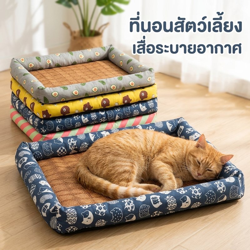 ที่นอนสัตว์เลี้ยงเย็น ที่นอนแมวอุโมง ผ้าไหมเย็น