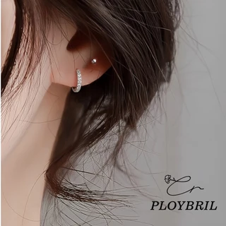 PLOYBRIL พร้อมส่ง🔥 LILY.C ต่างหูห่วงเข็มเงิน 925 ฝังเพชร Sparkling Diamond Earrings E070