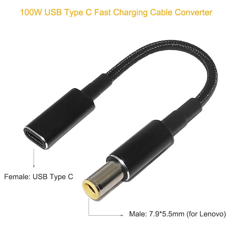 100W USB Type C PD Fast สายชาร์จสําหรับ Lenovo Thinkpad T61 T60 T420 T430 USB-C ถึง 7.9X5.5 มม.DC Po