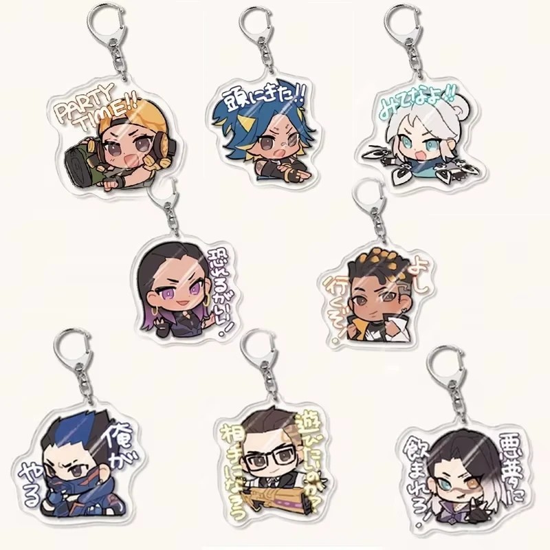 พวงกุญแจอะคริลิค Valorant Micca พร้อมตัวอักษร chibi Jett Killjoy Reyna Chamber Fade Yoru สําหรับตกแต