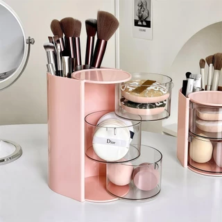 กล่องใส่เครื่องสำอางหมุนได้ ความจุขนาดใหญ่ จัดเก็บสะดวกและสวยงาม มีพื้นที่เก็บมาก KKHOME