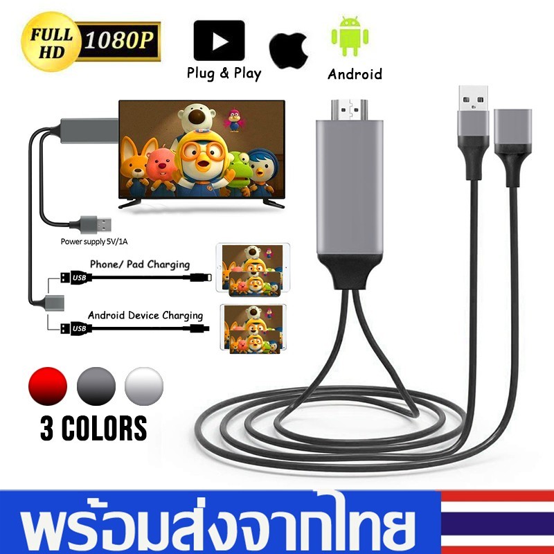 สาย HDTV 3in1 - iPhone Android Type-C ไปยังทีวีสําหรับ Screen Mirroring