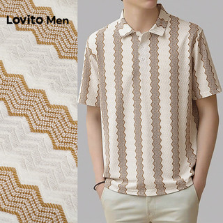 Lovito Men Casual Polo Shirt Plicated Spring/summer Khaki Polo Shirt L193ED049