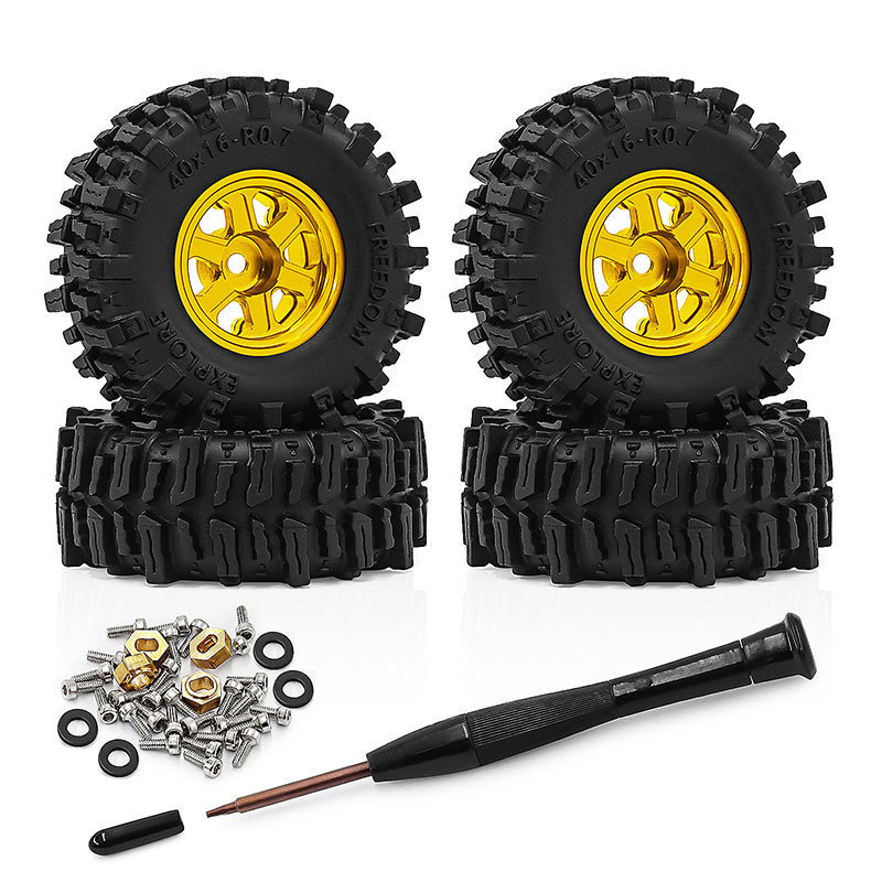 4 ชิ้น 40 มิลลิเมตรโลหะ 0.7 นิ้วดุมล้อขอบยางยาง 5 มิลลิเมตร Hex สําหรับ AXIAL 1/30 SCX30 อะไหล่อัพเกรด Rc Crawler รถ